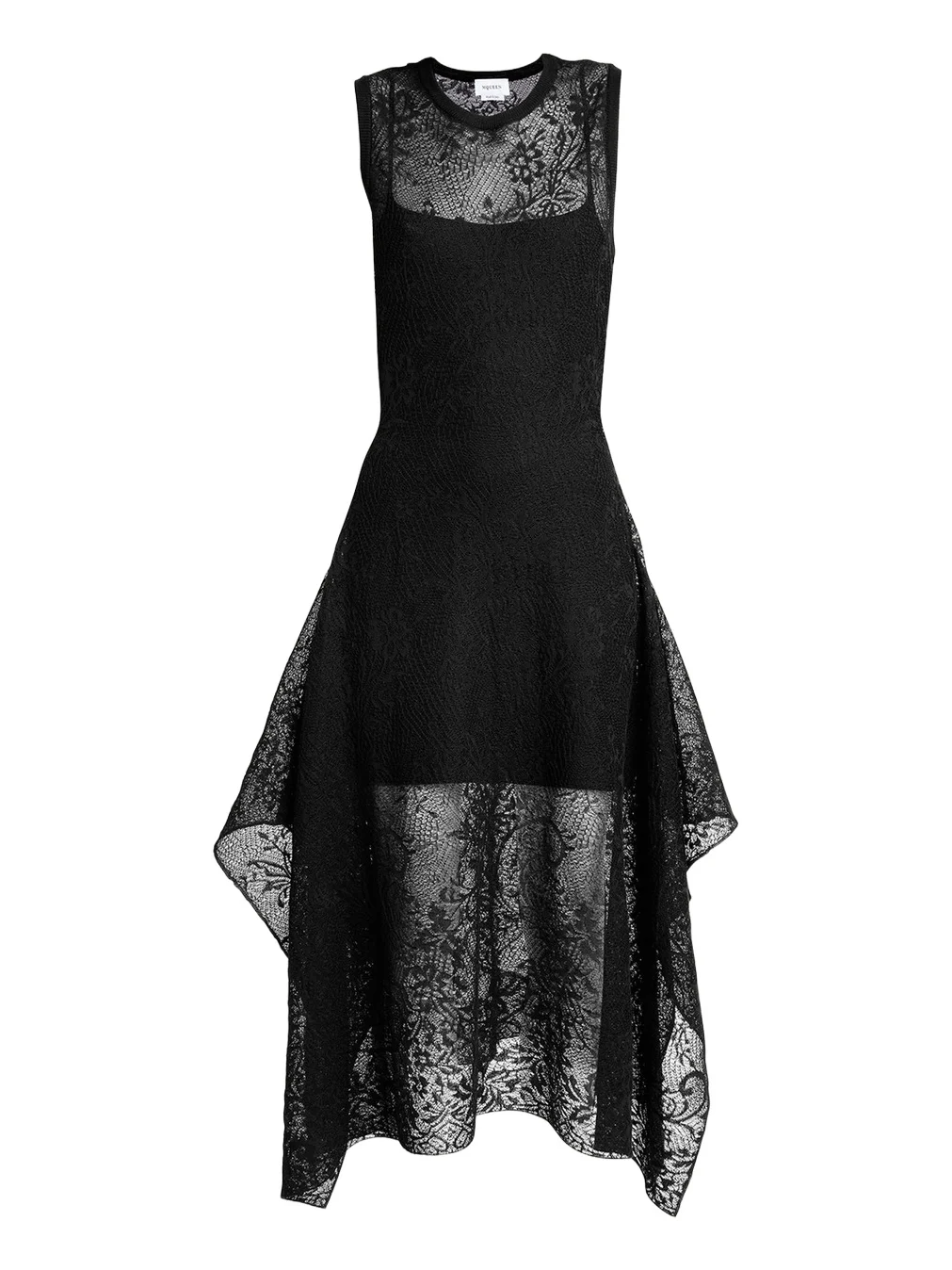Floral Lace Semi-Sheer Sleeveless Dress
