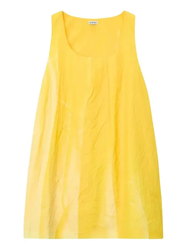 Gradient-Print Crinkled Cotton Mini Shift Dress