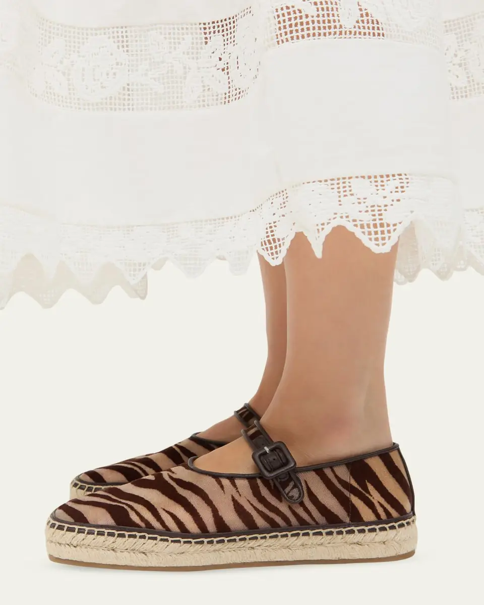 Loeffler Randall Clover Zebra-Printed Mesh Mary Jane Espadrilles | Thumbnail 2