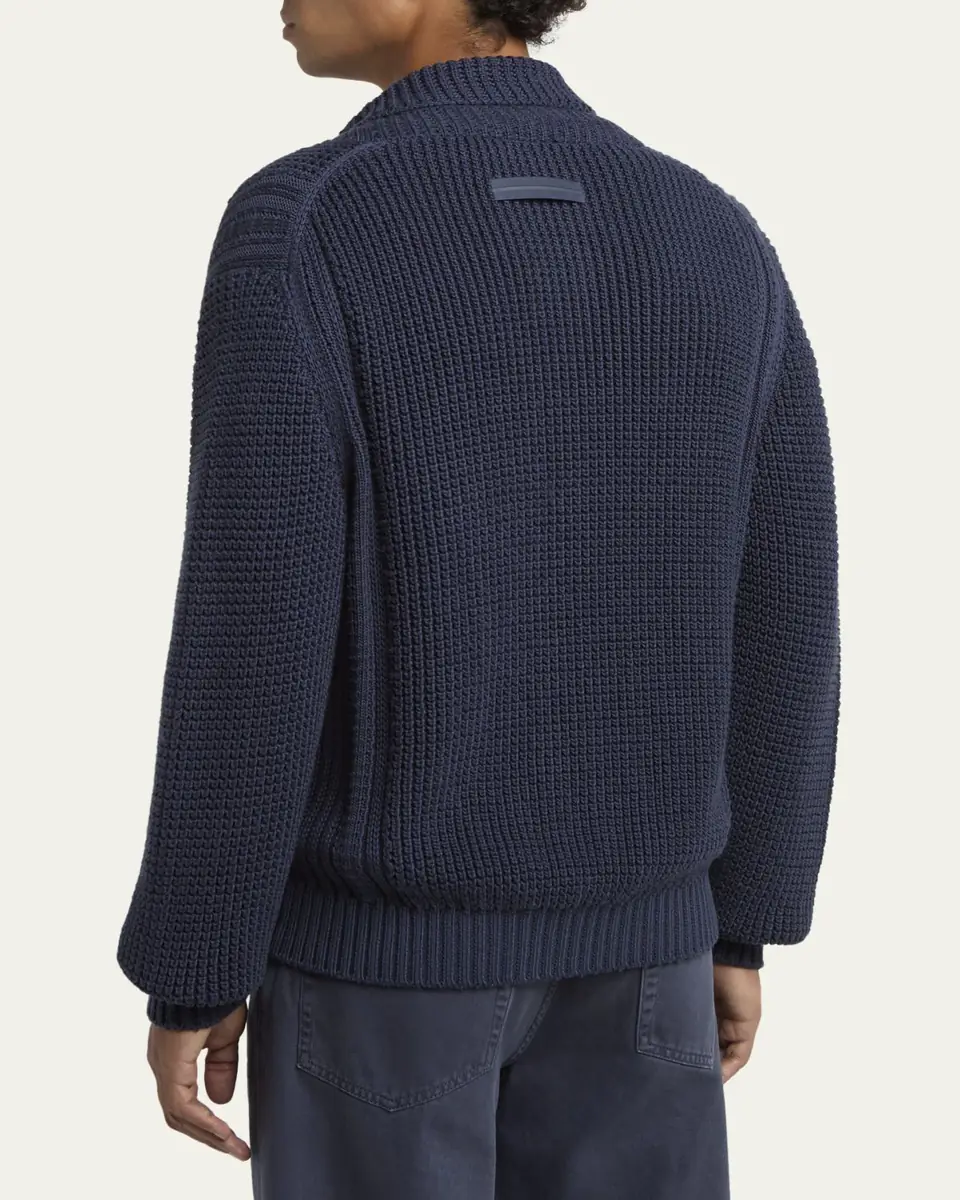 Zegna Men's Cotton and Silk Knit Cardigan | Thumbnail 3 Zegna Men's Cotton and Silk Knit Cardigan | Thumbnail 3