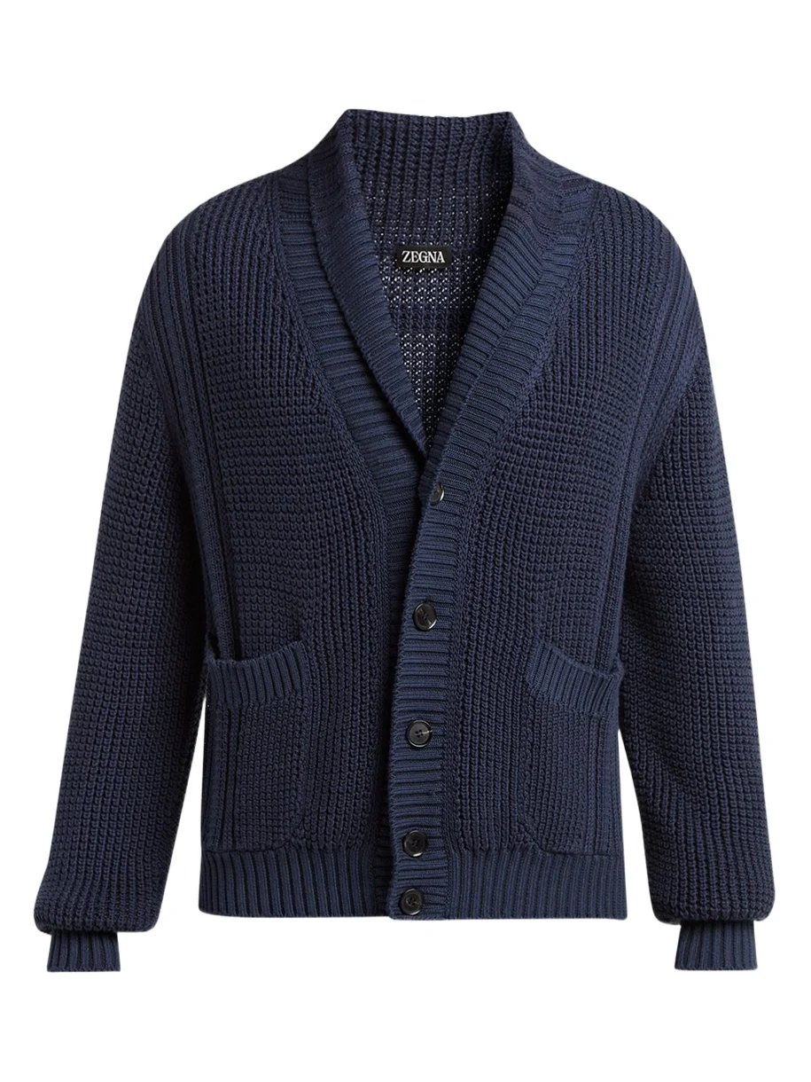 Men's Cotton and Silk Knit Cardigan Men's Cotton and Silk Knit Cardigan