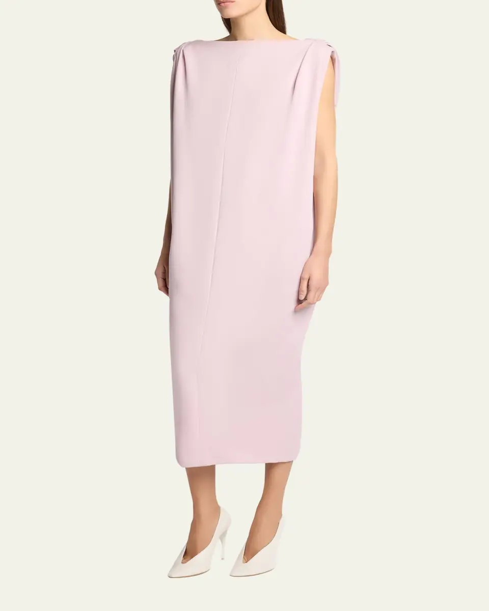 Balenciaga Gathered-Shoulder High-Neck Midi Sack Dress | Thumbnail 4 Balenciaga Gathered-Shoulder High-Neck Midi Sack Dress | Thumbnail 4