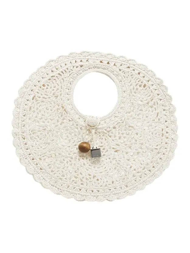 Le Petite Crochet Raffia Lace Top-Handle Bag