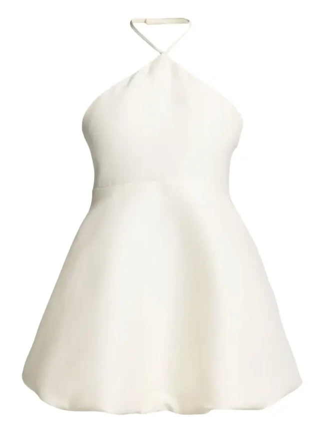 Sleeveless Silk-Wool Crepe Balloon Mini Halter Dress Sleeveless Silk-Wool Crepe Balloon Mini Halter Dress