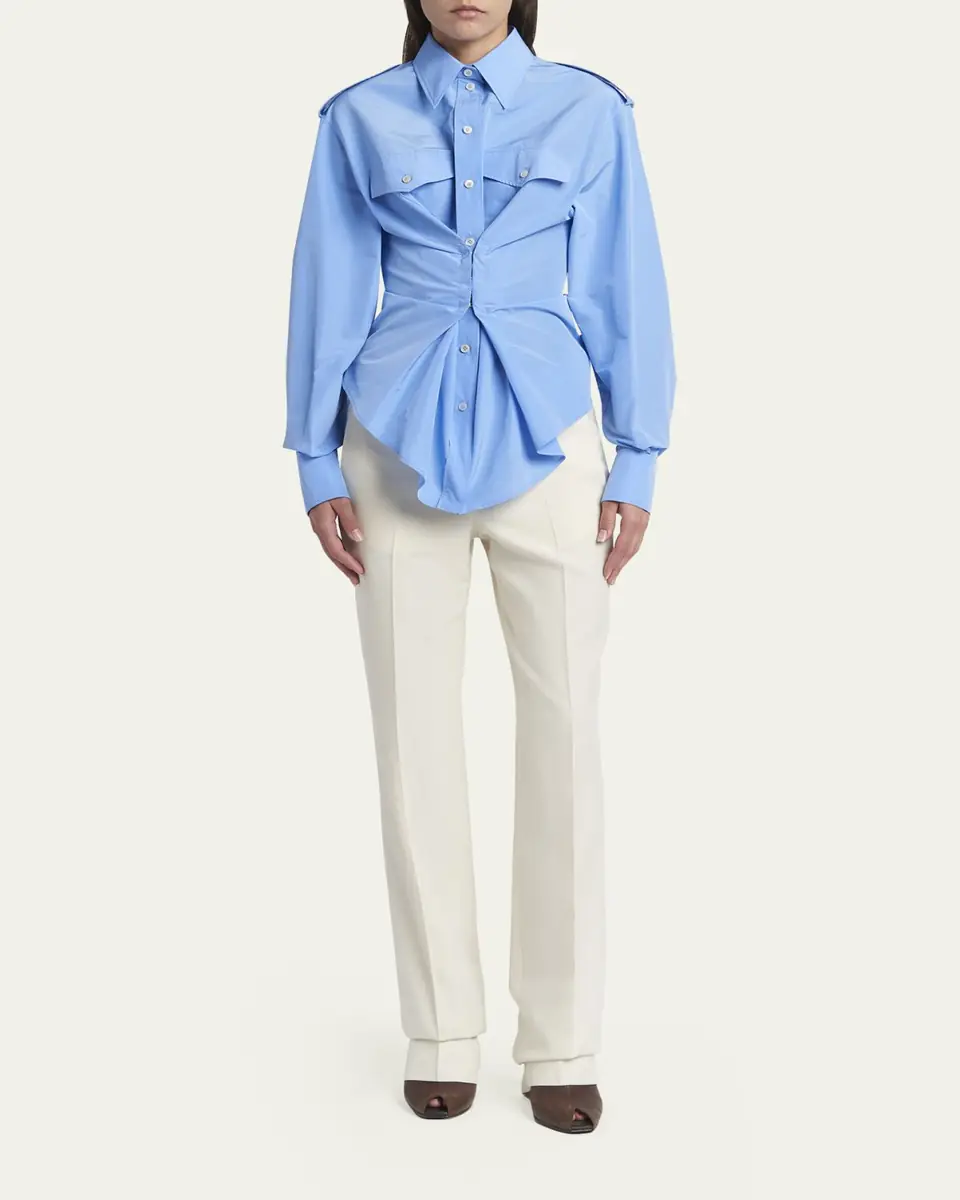 Alexander McQueen Responsible Cotton Gathered Long-Sleeve Shirt | Thumbnail 2 Alexander McQueen Responsible Cotton Gathered Long-Sleeve Shirt | Thumbnail 2