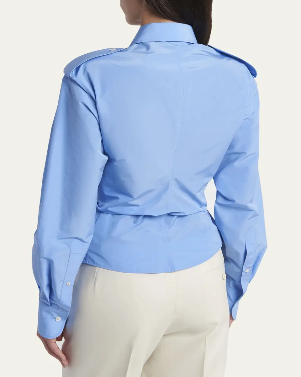 Alexander McQueen Responsible Cotton Gathered Long-Sleeve Shirt | Thumbnail 3 Alexander McQueen Responsible Cotton Gathered Long-Sleeve Shirt | Thumbnail 3