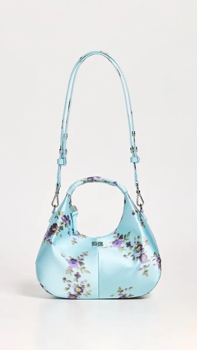 GANNI Hobo Mini Printed Satin Bag Iced Aqua One Size | Thumbnail 2 GANNI Hobo Mini Printed Satin Bag Iced Aqua One Size | Thumbnail 2