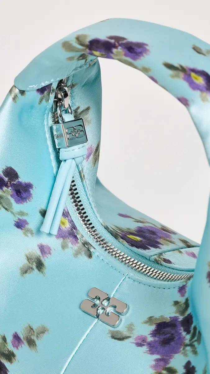 GANNI Hobo Mini Printed Satin Bag Iced Aqua One Size | Thumbnail 5 GANNI Hobo Mini Printed Satin Bag Iced Aqua One Size | Thumbnail 5