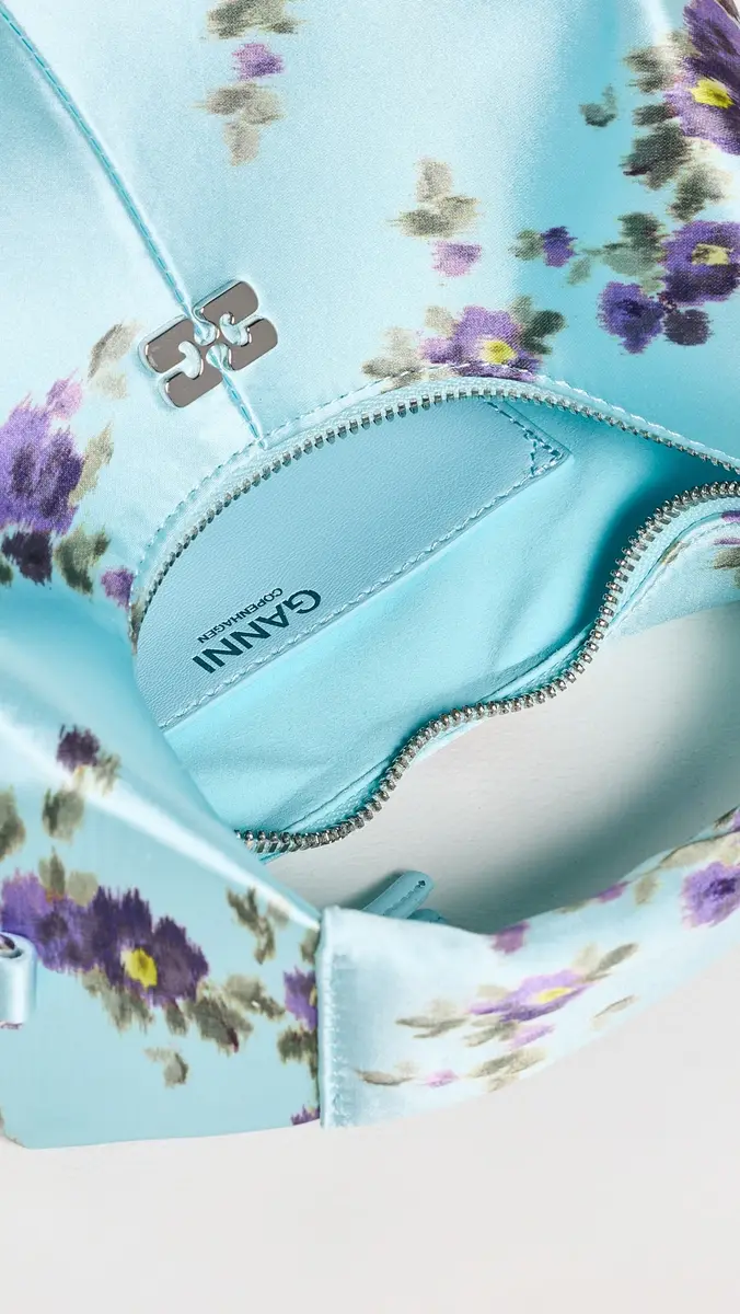 GANNI Hobo Mini Printed Satin Bag Iced Aqua One Size | Thumbnail 6 GANNI Hobo Mini Printed Satin Bag Iced Aqua One Size | Thumbnail 6