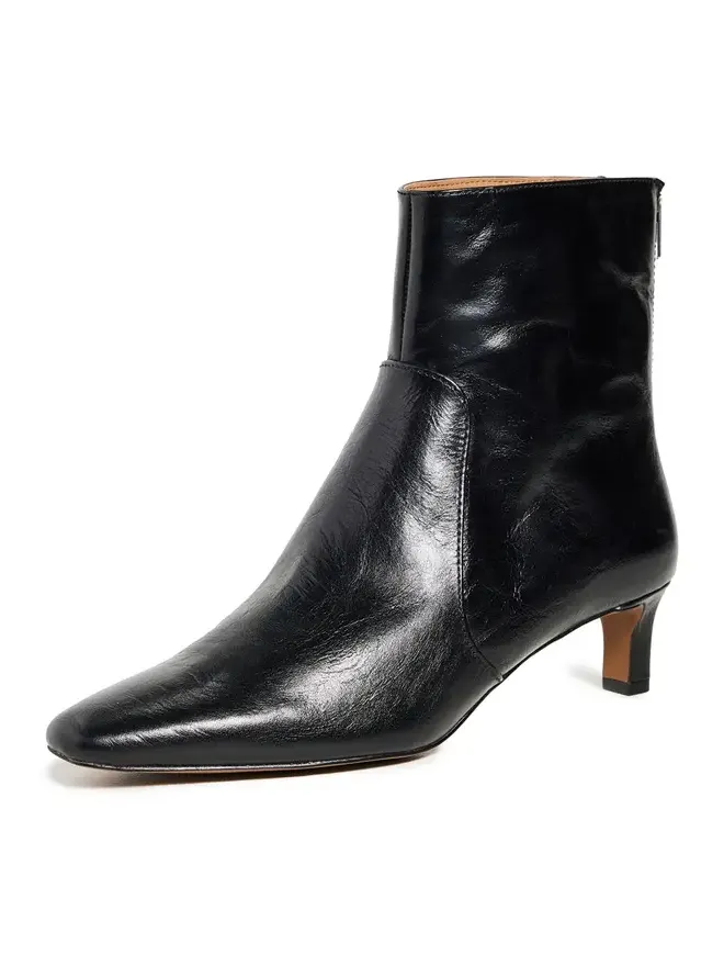 The Dimes Kitten Heel Boot In Crinkle Leather