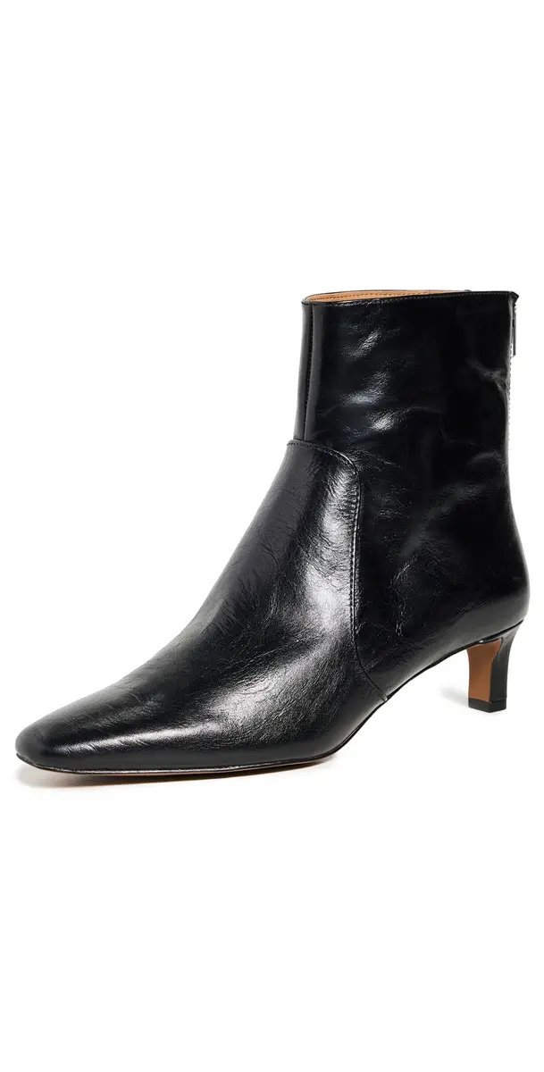 The Dimes Kitten Heel Boot In Crinkle Leather The Dimes Kitten Heel Boot In Crinkle Leather
