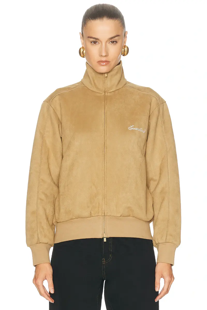 Fear of God Essentials Signature Vintage Fit Track Suede Fleece Jacket | Thumbnail 2