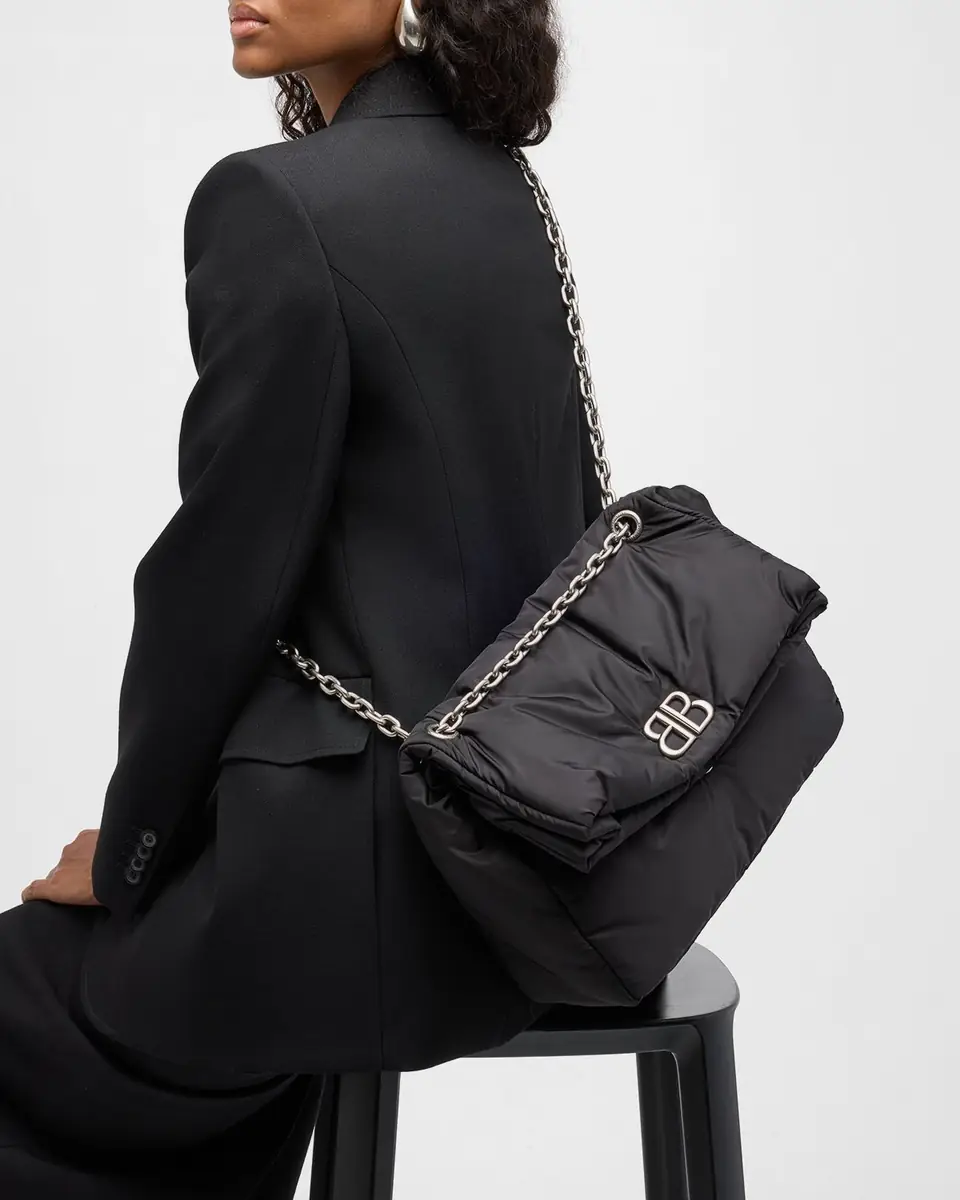 Balenciaga Monaco Medium Recycled Nylon Shoulder Bag | Thumbnail 4 Balenciaga Monaco Medium Recycled Nylon Shoulder Bag | Thumbnail 4
