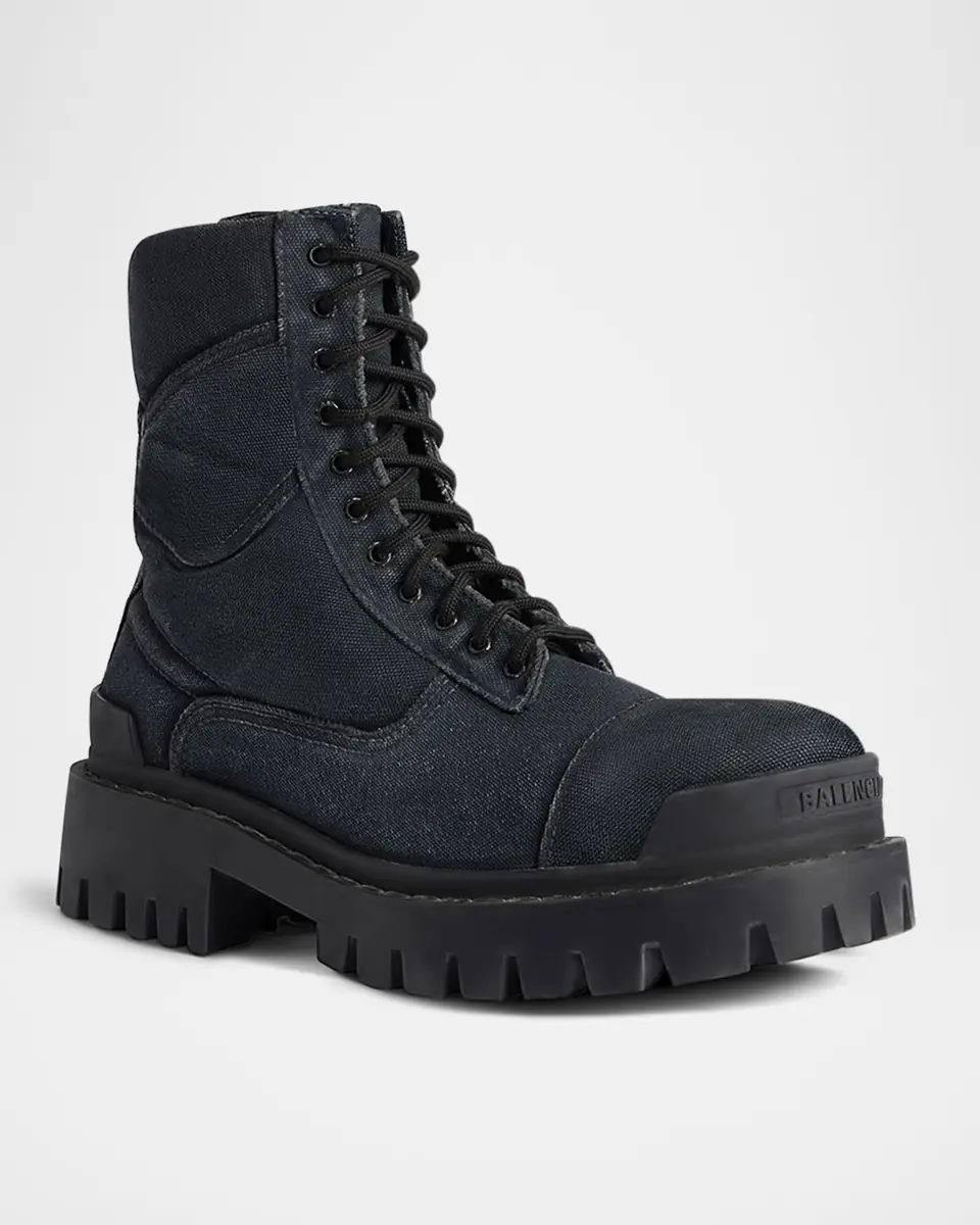 Balenciaga Men's Strike Bootie Lace-Up Canvas Ankle Boots | Thumbnail 2 Balenciaga Men's Strike Bootie Lace-Up Canvas Ankle Boots | Thumbnail 2