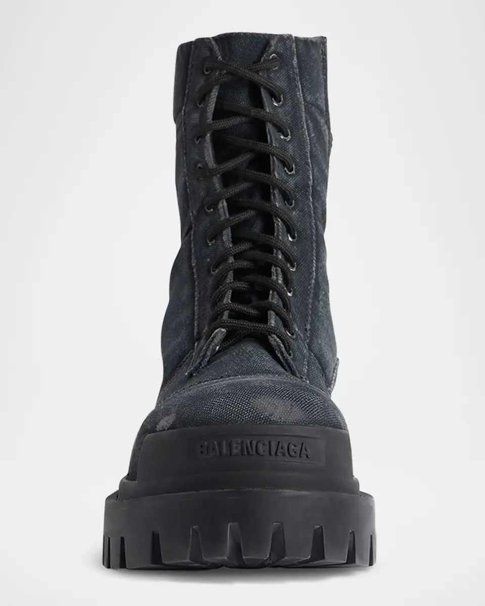 Balenciaga Men's Strike Bootie Lace-Up Canvas Ankle Boots | Thumbnail 4 Balenciaga Men's Strike Bootie Lace-Up Canvas Ankle Boots | Thumbnail 4