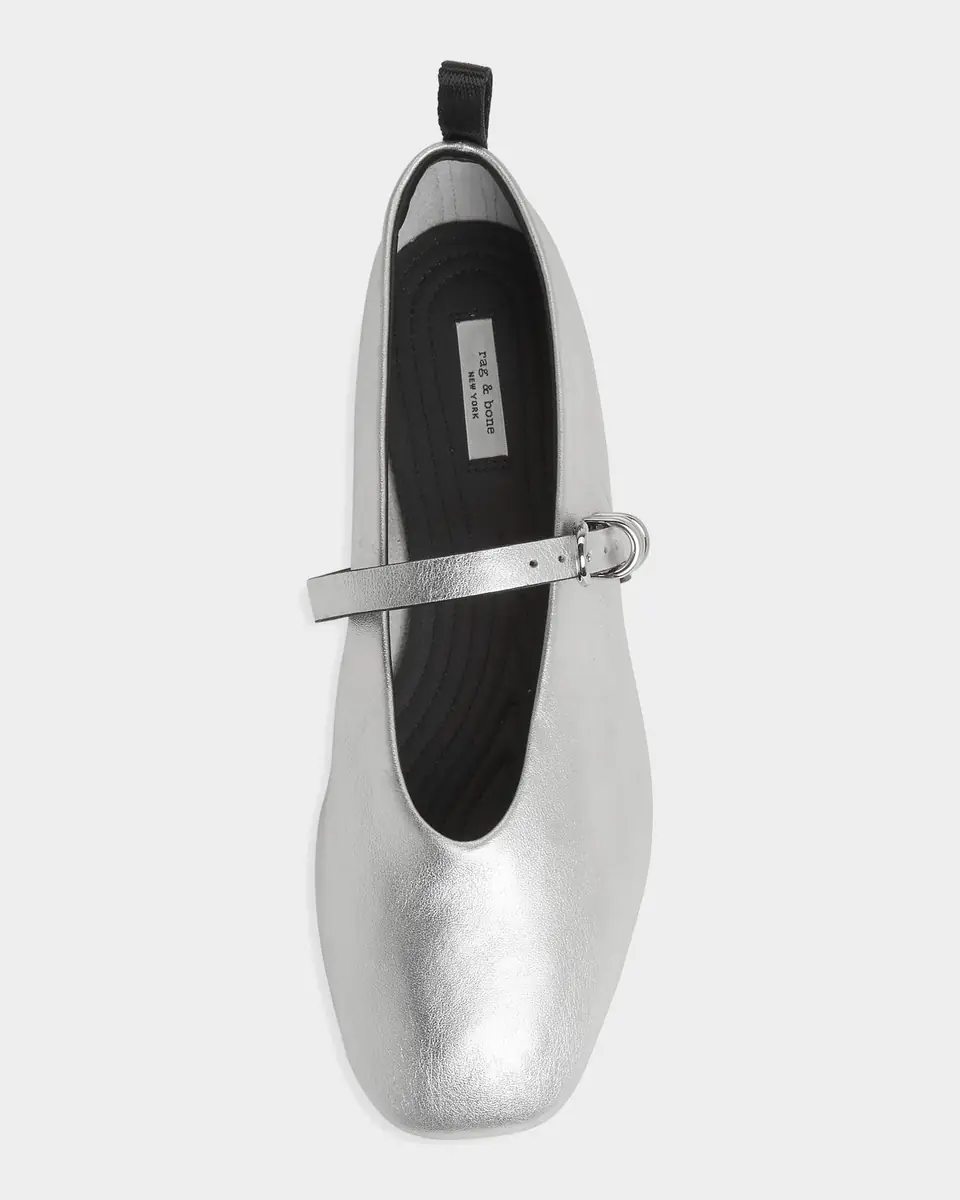 rag & bone Spire Metallic Leather Mary Jane Ballerina Flats | Thumbnail 4