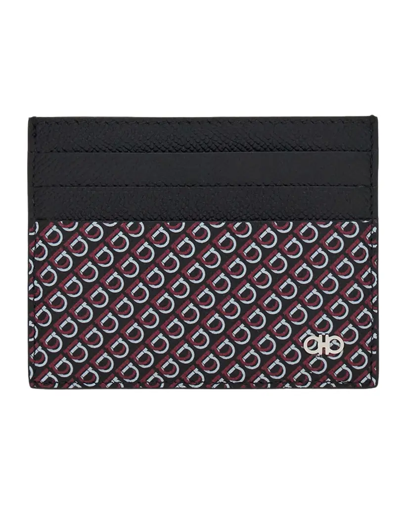 Ferragamo Men's Micro Gancini Printed Leather Card Holder | Image 1 Ferragamo Men's Micro Gancini Printed Leather Card Holder | Image 1