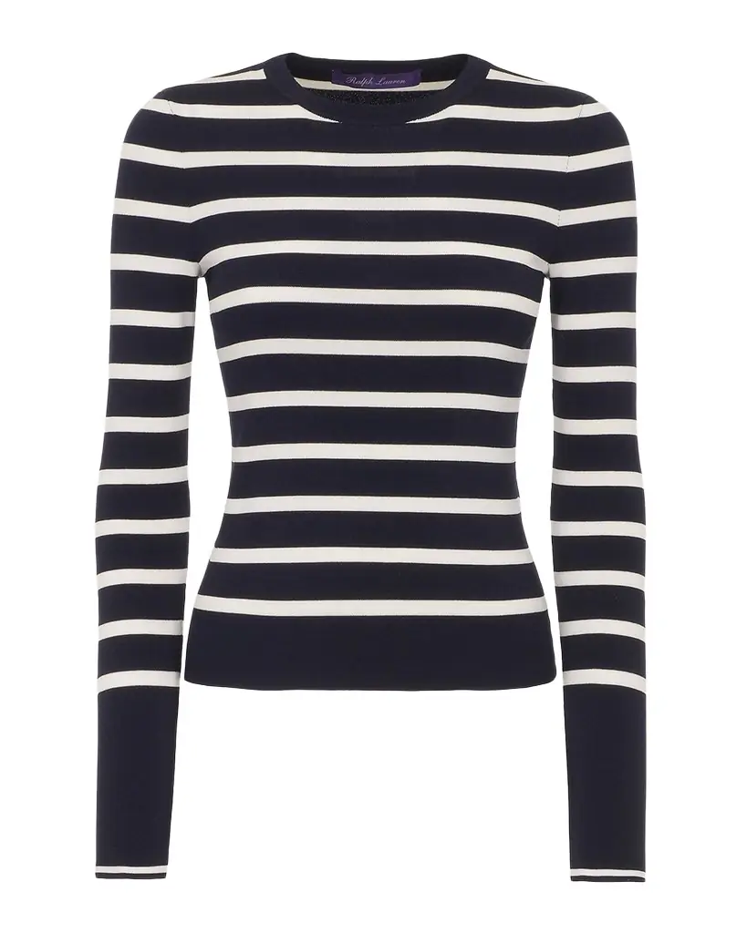 Ralph Lauren Collection Striped Silk-Blend Crewneck Sweater | Image 1 Ralph Lauren Collection Striped Silk-Blend Crewneck Sweater | Image 1