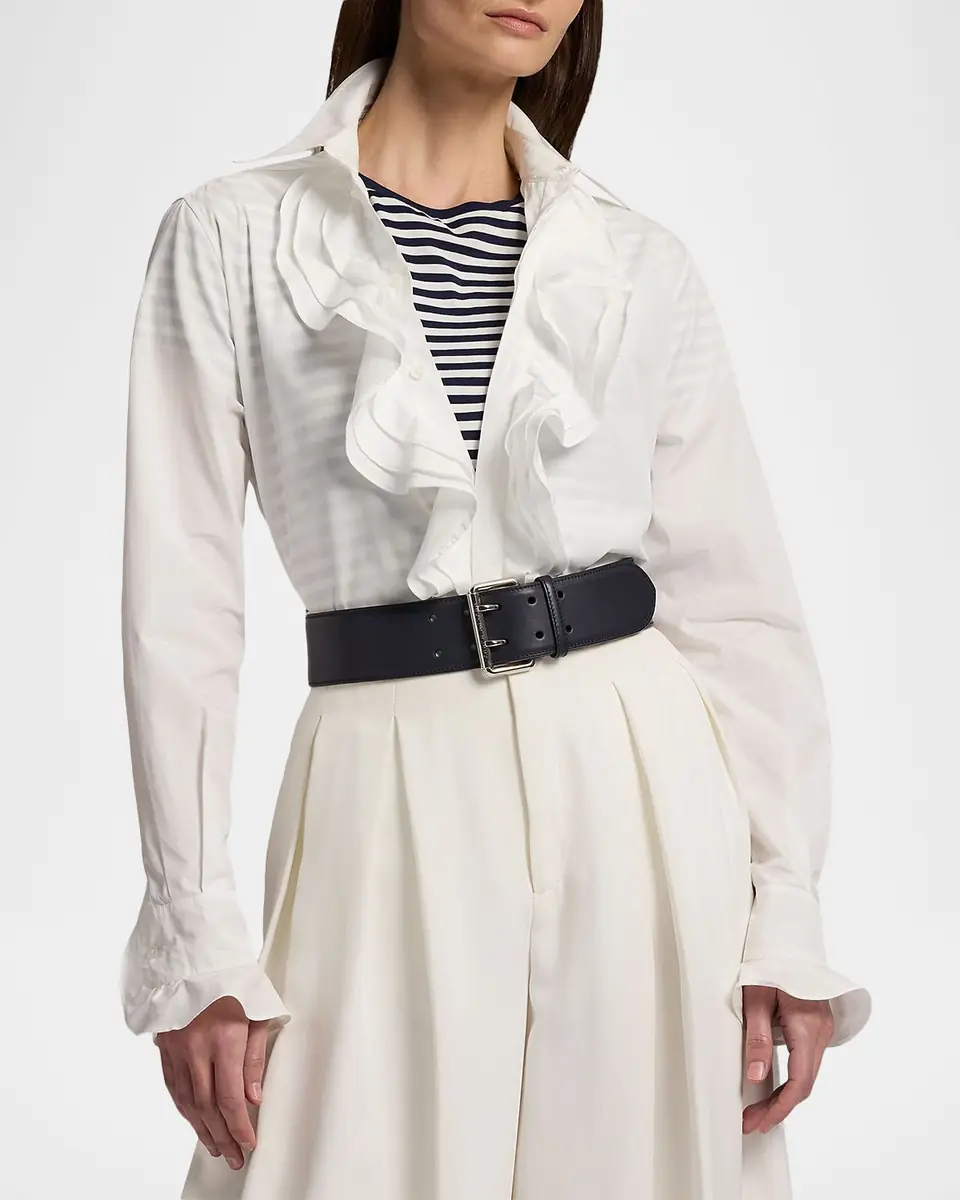 Ralph Lauren Collection Addison Ruffle-Trim Broadcloth Shirt | Thumbnail 3 Ralph Lauren Collection Addison Ruffle-Trim Broadcloth Shirt | Thumbnail 3