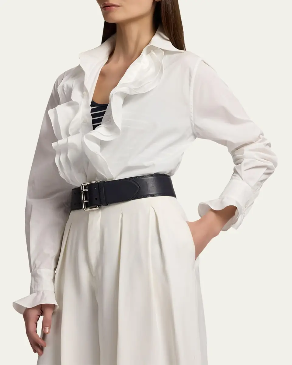 Ralph Lauren Collection Addison Ruffle-Trim Broadcloth Shirt | Thumbnail 7 Ralph Lauren Collection Addison Ruffle-Trim Broadcloth Shirt | Thumbnail 7