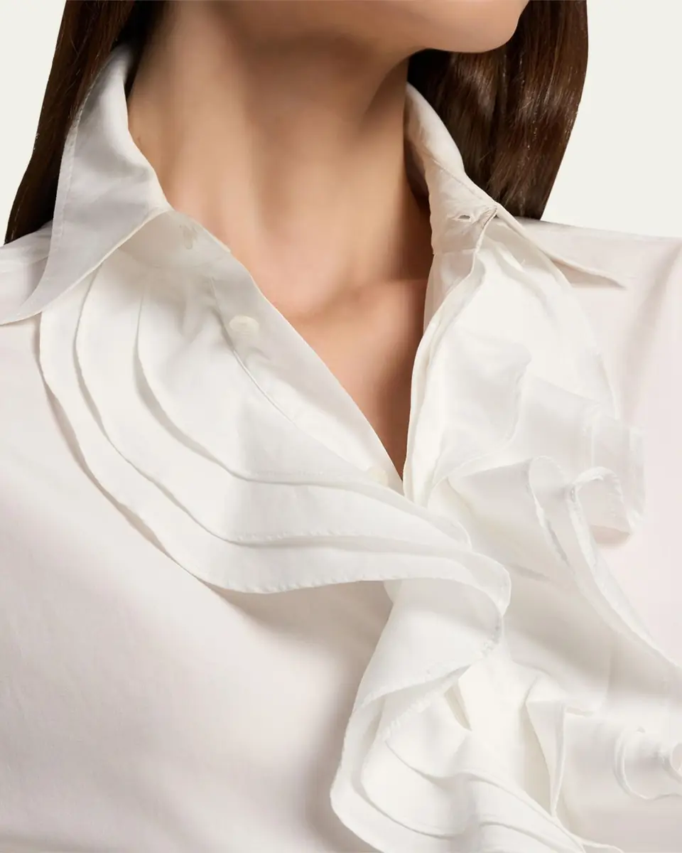 Ralph Lauren Collection Addison Ruffle-Trim Broadcloth Shirt | Thumbnail 8 Ralph Lauren Collection Addison Ruffle-Trim Broadcloth Shirt | Thumbnail 8