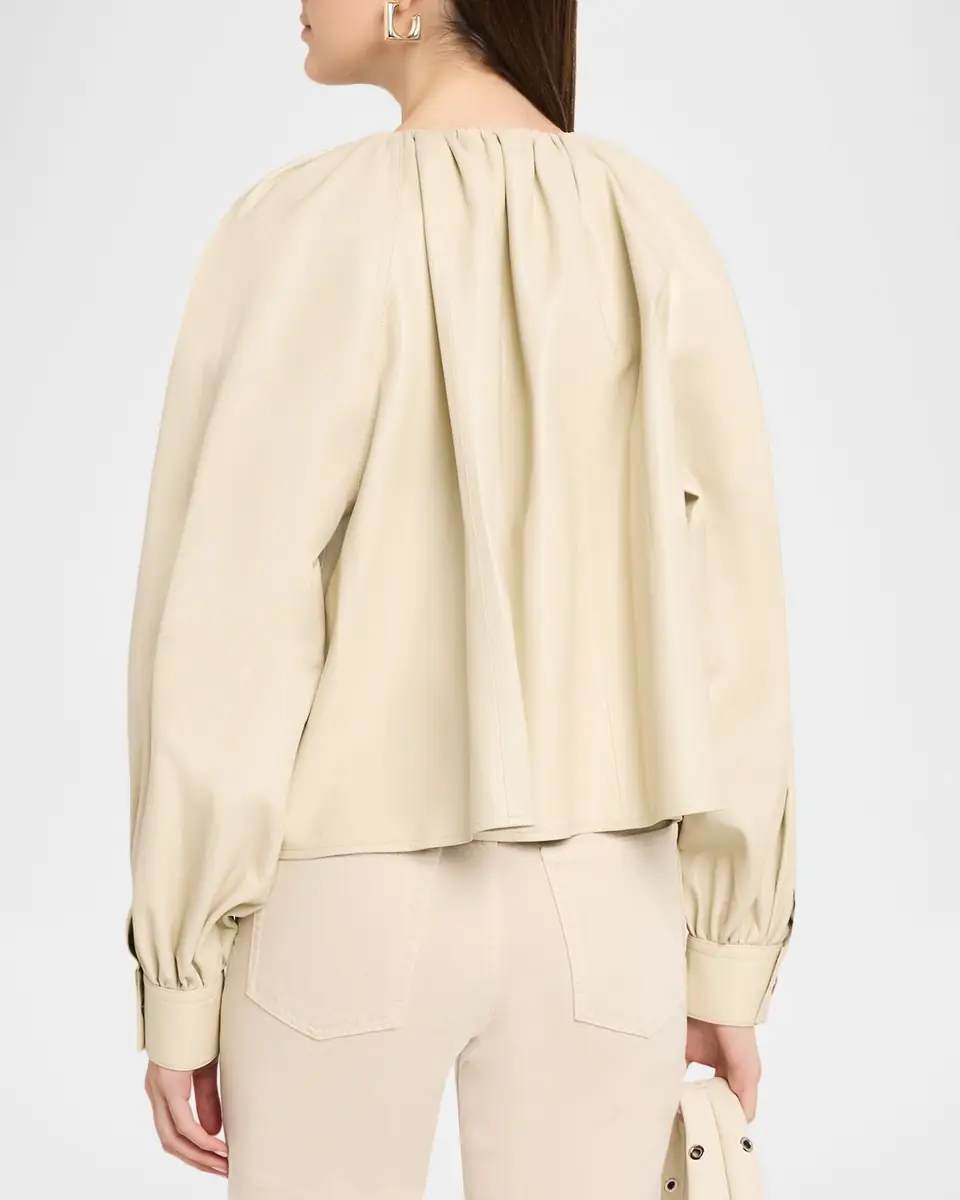 Co Gathered Leather Long-Sleeve Shirt | Thumbnail 3 Co Gathered Leather Long-Sleeve Shirt | Thumbnail 3