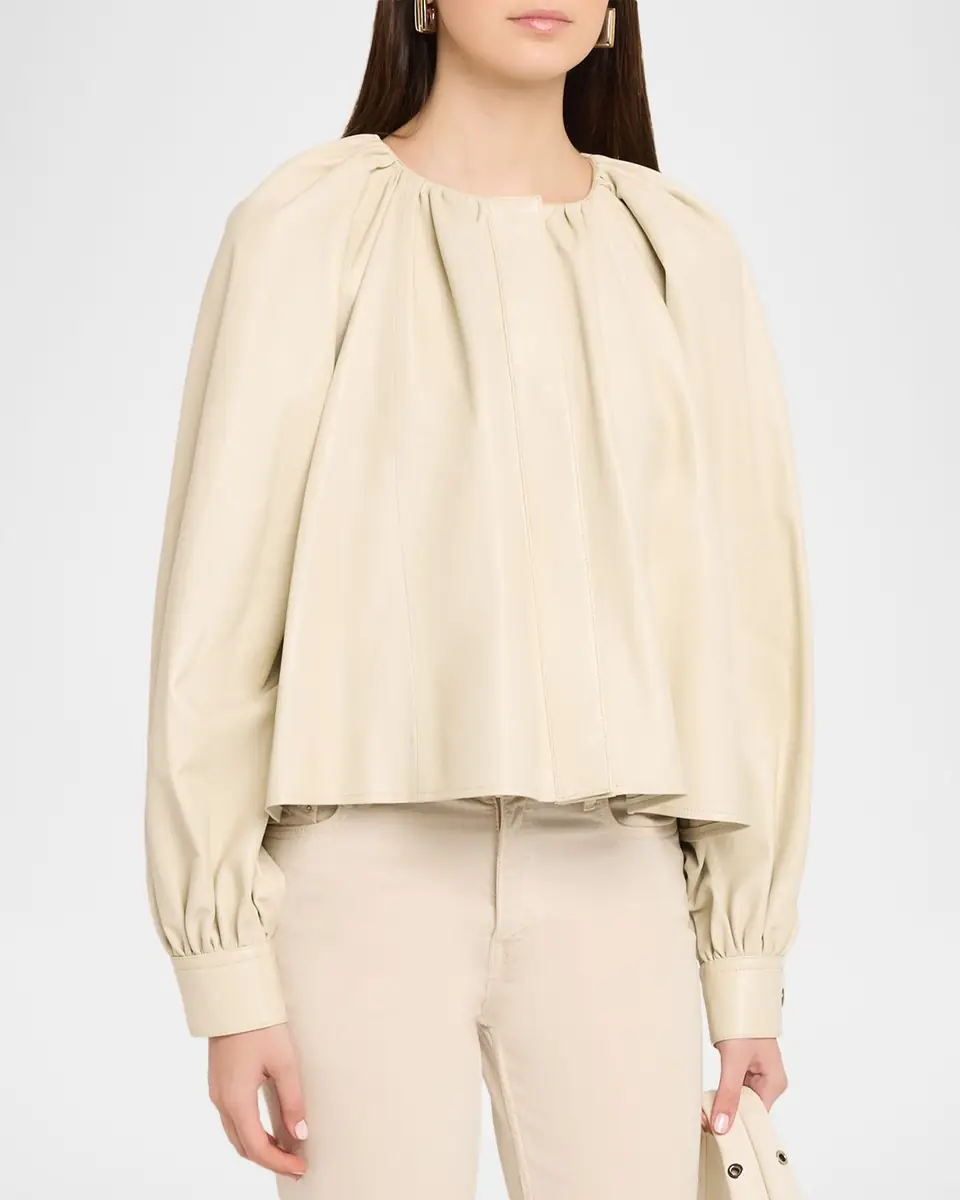 Co Gathered Leather Long-Sleeve Shirt | Thumbnail 4 Co Gathered Leather Long-Sleeve Shirt | Thumbnail 4