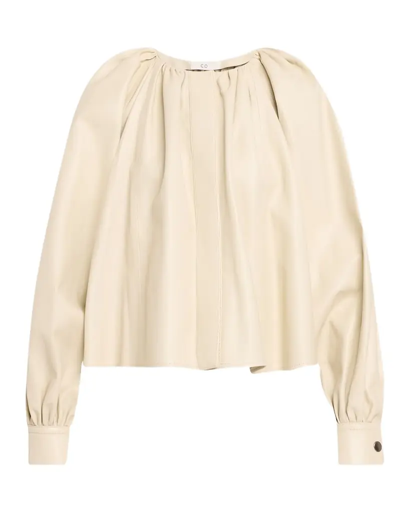 Co Gathered Leather Long-Sleeve Shirt | Image 1 Co Gathered Leather Long-Sleeve Shirt | Image 1