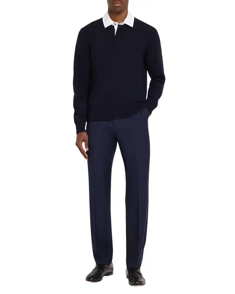 dunhill Men 's Super 170s Wool Flat-Front Trousers | Image 1 dunhill Men 's Super 170s Wool Flat-Front Trousers | Image 1