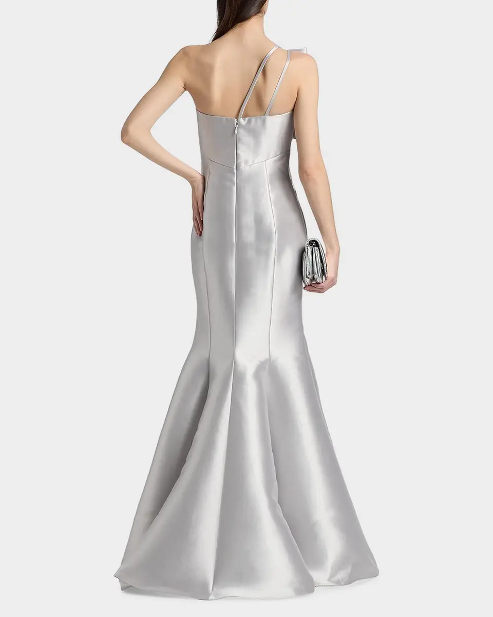 Amsale Metallic Satin Bow Mermaid Gown | Thumbnail 2