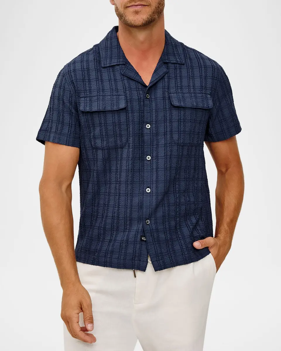 Rails Men's Short-Sleeve Rook Shirt in Navy | Thumbnail 4