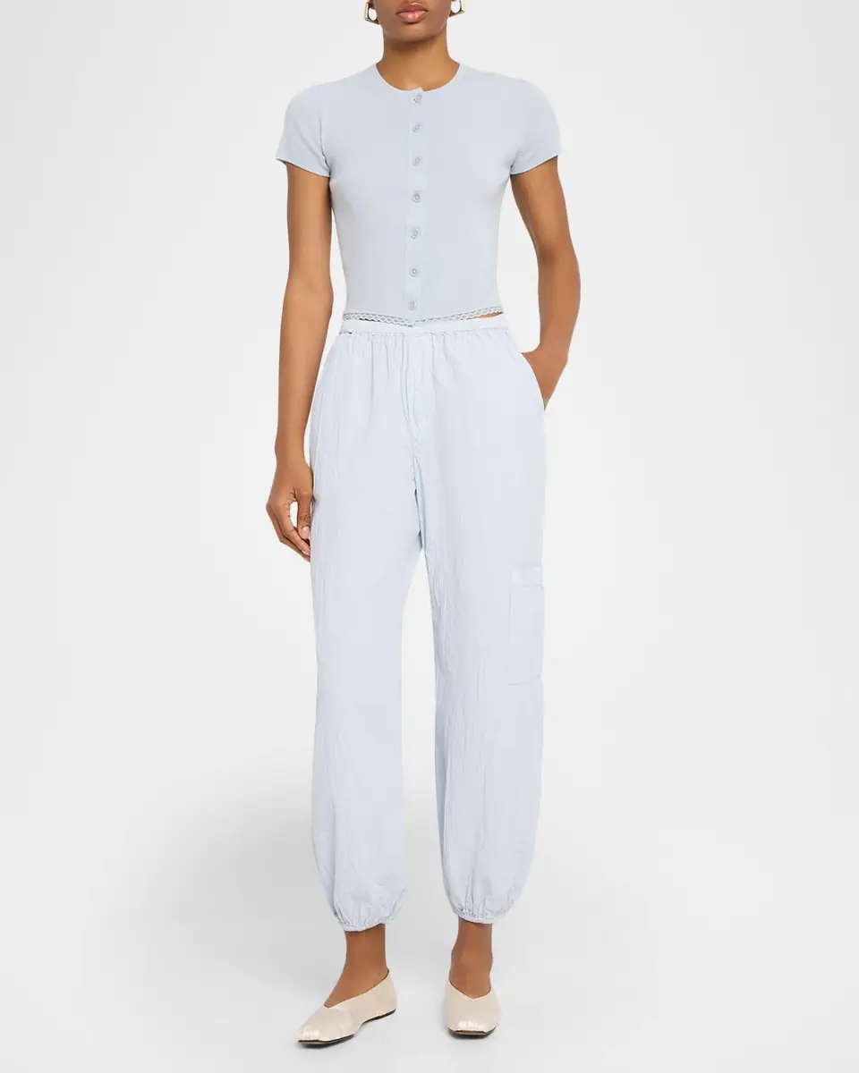 Sablyn Adelaide Slim Short-Sleeve Cardigan with Lace Trim | Thumbnail 2