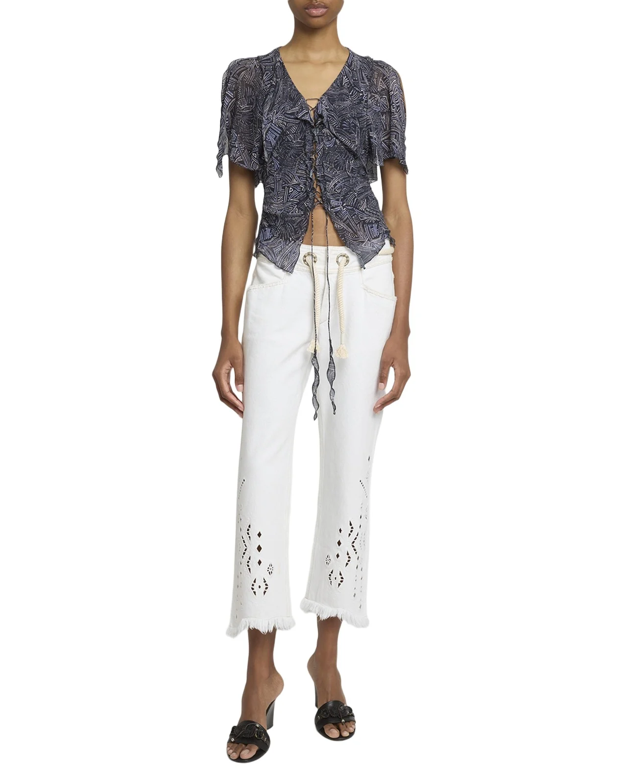 Isabel Marant Thanais Lace-Up Silk Top