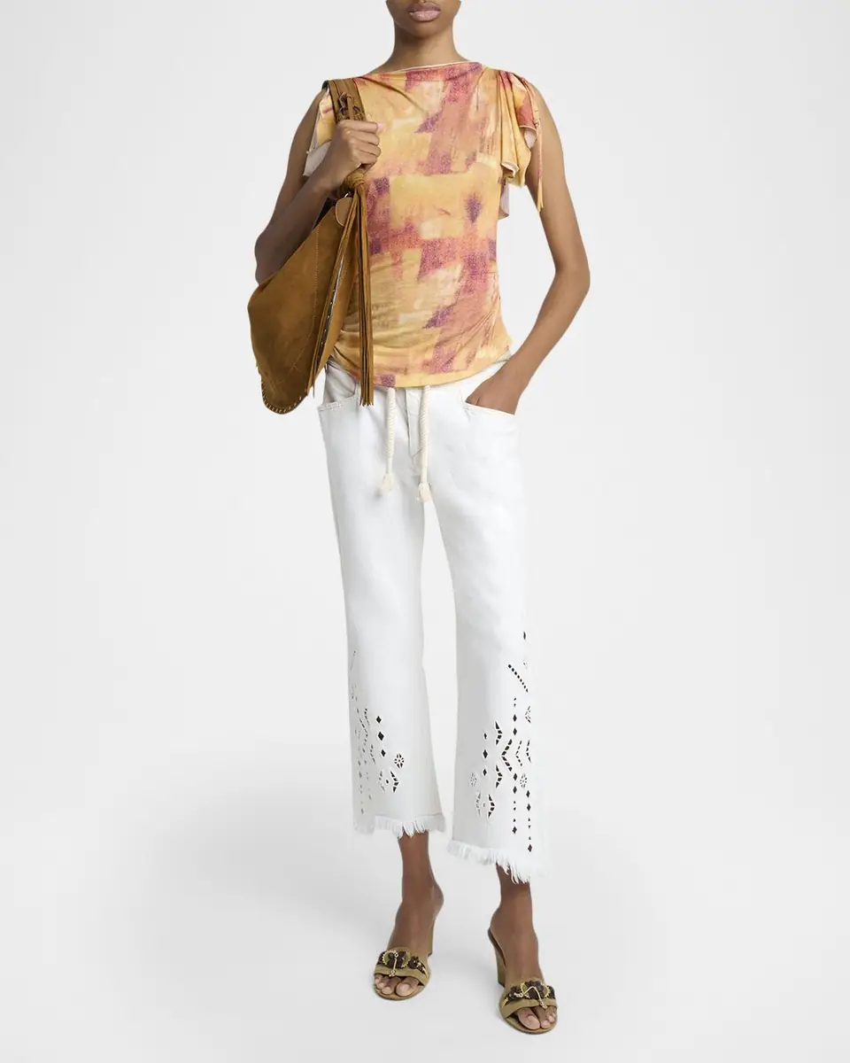 Isabel Marant Jazia Fringe Split-Sleeve Jersey Blouse | Thumbnail 2 Isabel Marant Jazia Fringe Split-Sleeve Jersey Blouse | Thumbnail 2