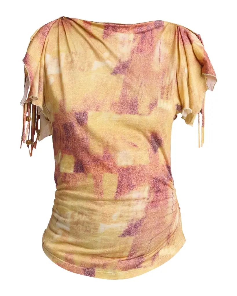 Isabel Marant Jazia Fringe Split-Sleeve Jersey Blouse | Image 1 Isabel Marant Jazia Fringe Split-Sleeve Jersey Blouse | Image 1