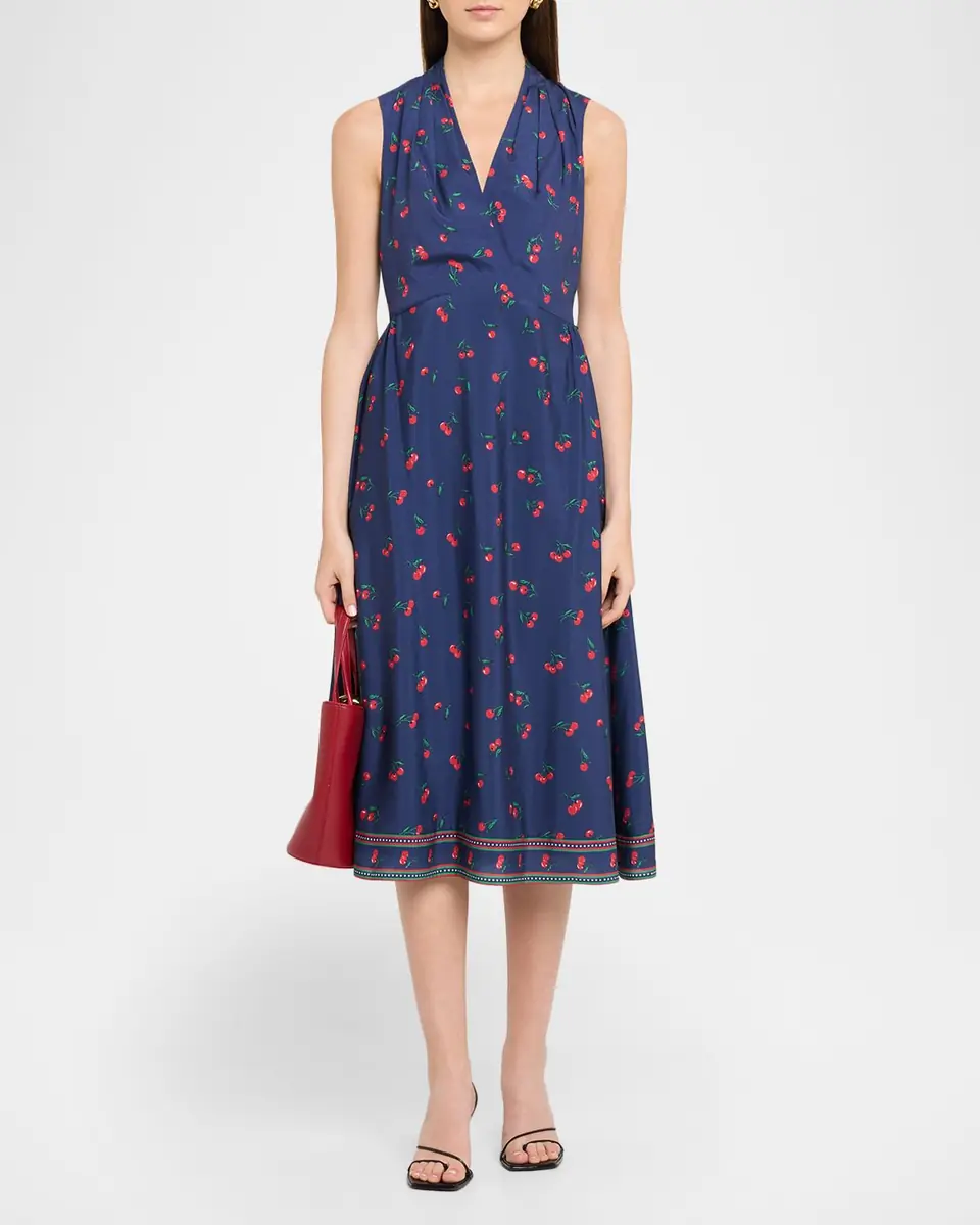 Shoshanna Thorton Cherry-Print Crepe De Chine Midi Dress | Thumbnail 2 Shoshanna Thorton Cherry-Print Crepe De Chine Midi Dress | Thumbnail 2