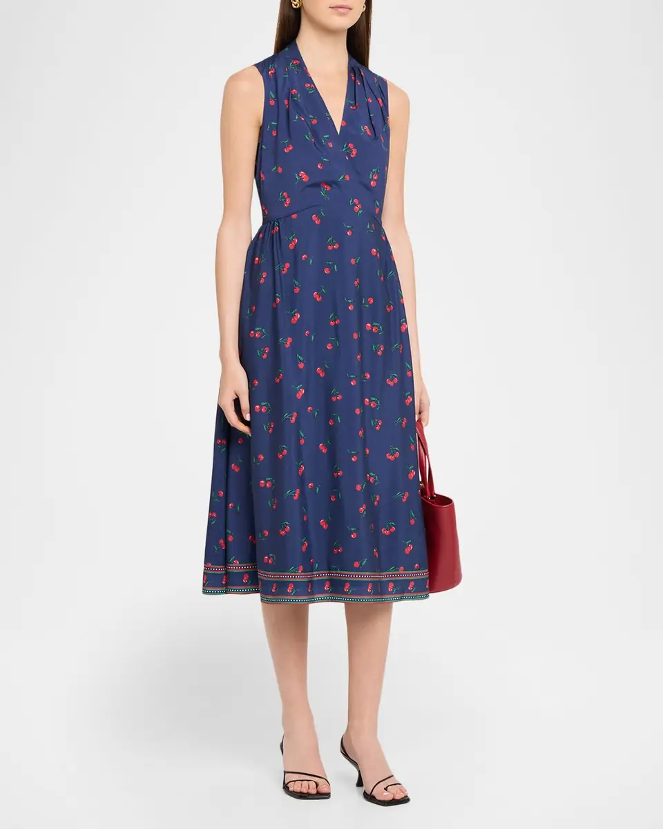 Shoshanna Thorton Cherry-Print Crepe De Chine Midi Dress | Thumbnail 4 Shoshanna Thorton Cherry-Print Crepe De Chine Midi Dress | Thumbnail 4