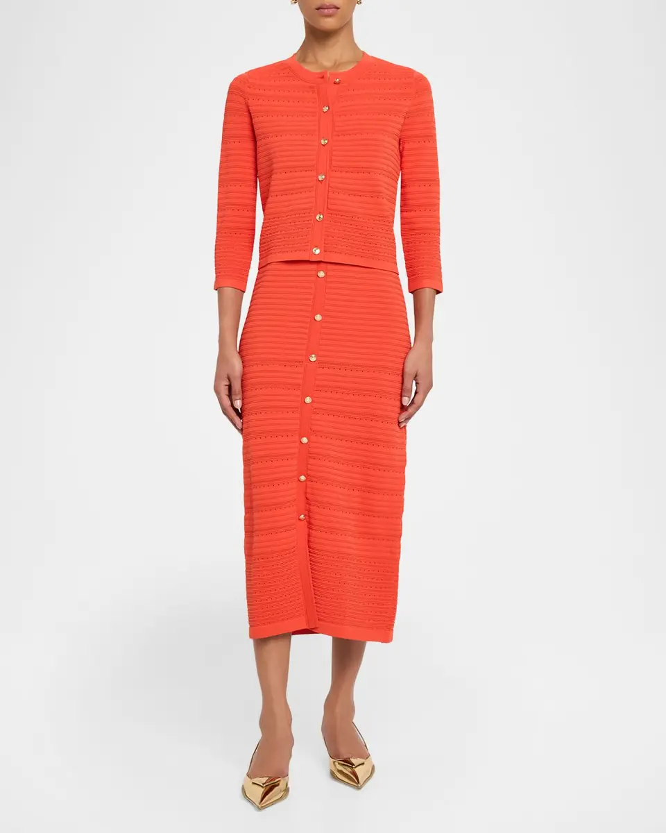 Elie Tahari The Alessandra Pointelle Rib Knit Cardigan | Thumbnail 2 Elie Tahari The Alessandra Pointelle Rib Knit Cardigan | Thumbnail 2