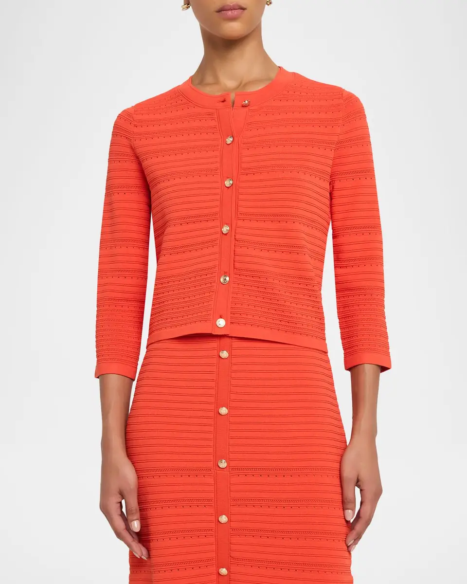 Elie Tahari The Alessandra Pointelle Rib Knit Cardigan | Thumbnail 4 Elie Tahari The Alessandra Pointelle Rib Knit Cardigan | Thumbnail 4