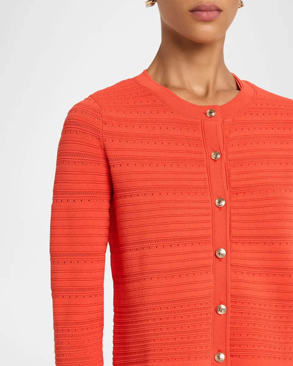 Elie Tahari The Alessandra Pointelle Rib Knit Cardigan | Thumbnail 5 Elie Tahari The Alessandra Pointelle Rib Knit Cardigan | Thumbnail 5