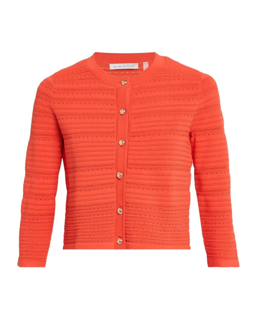 The Alessandra Pointelle Rib Knit Cardigan