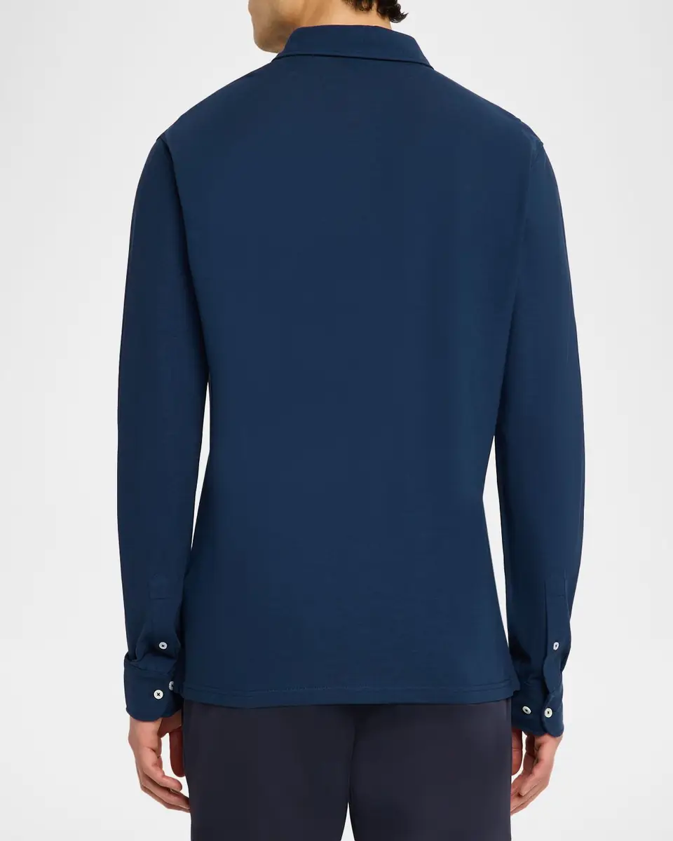 Peter Millar Men's Crown Crafted Cool Cotton Long-Sleeve Polo Shirt | Thumbnail 2 Peter Millar Men's Crown Crafted Cool Cotton Long-Sleeve Polo Shirt | Thumbnail 2