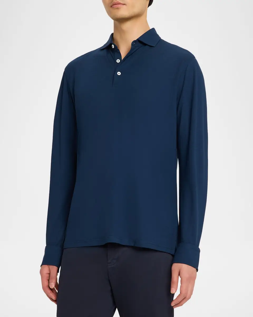Peter Millar Men's Crown Crafted Cool Cotton Long-Sleeve Polo Shirt | Thumbnail 3 Peter Millar Men's Crown Crafted Cool Cotton Long-Sleeve Polo Shirt | Thumbnail 3