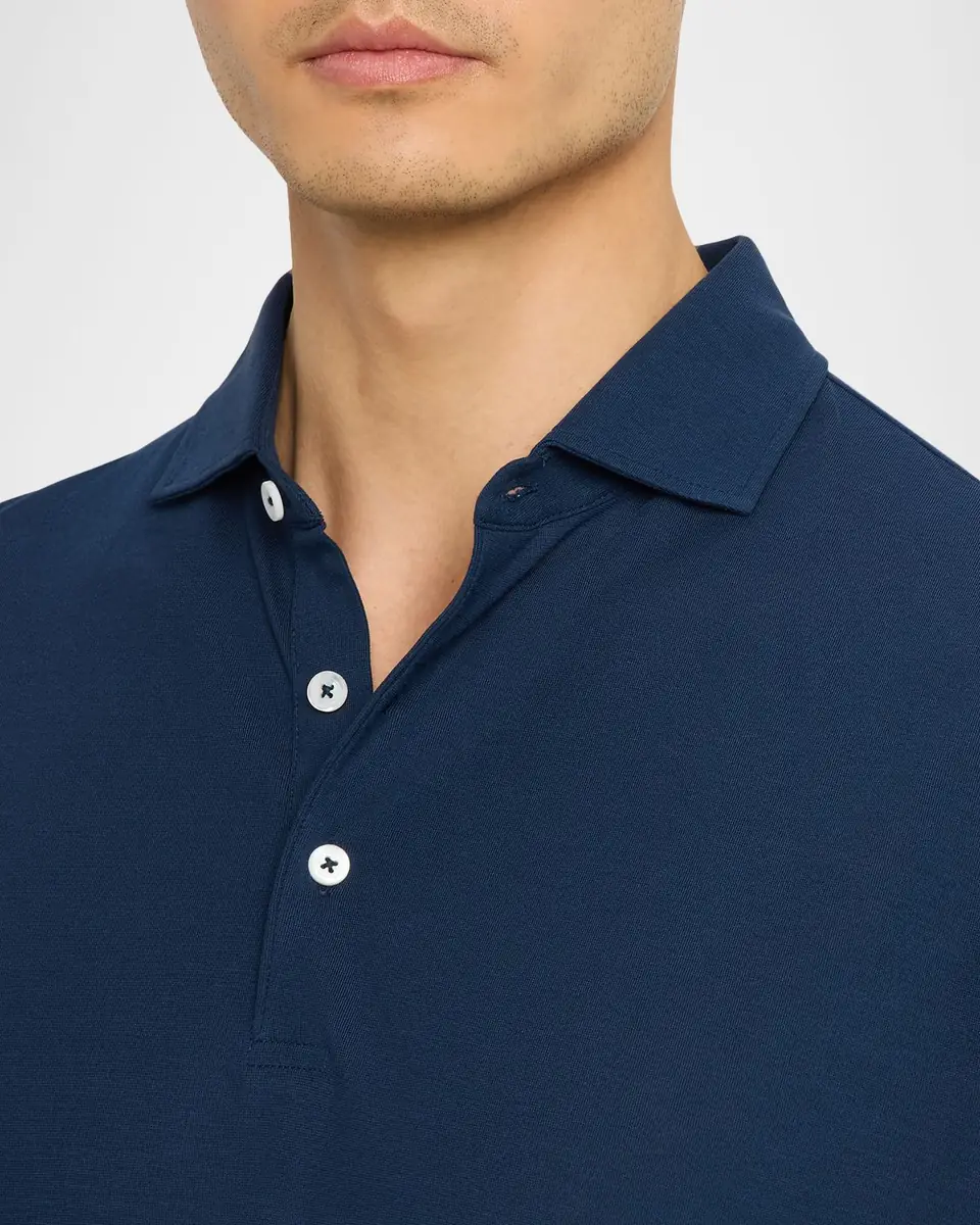 Peter Millar Men's Crown Crafted Cool Cotton Long-Sleeve Polo Shirt | Thumbnail 4 Peter Millar Men's Crown Crafted Cool Cotton Long-Sleeve Polo Shirt | Thumbnail 4