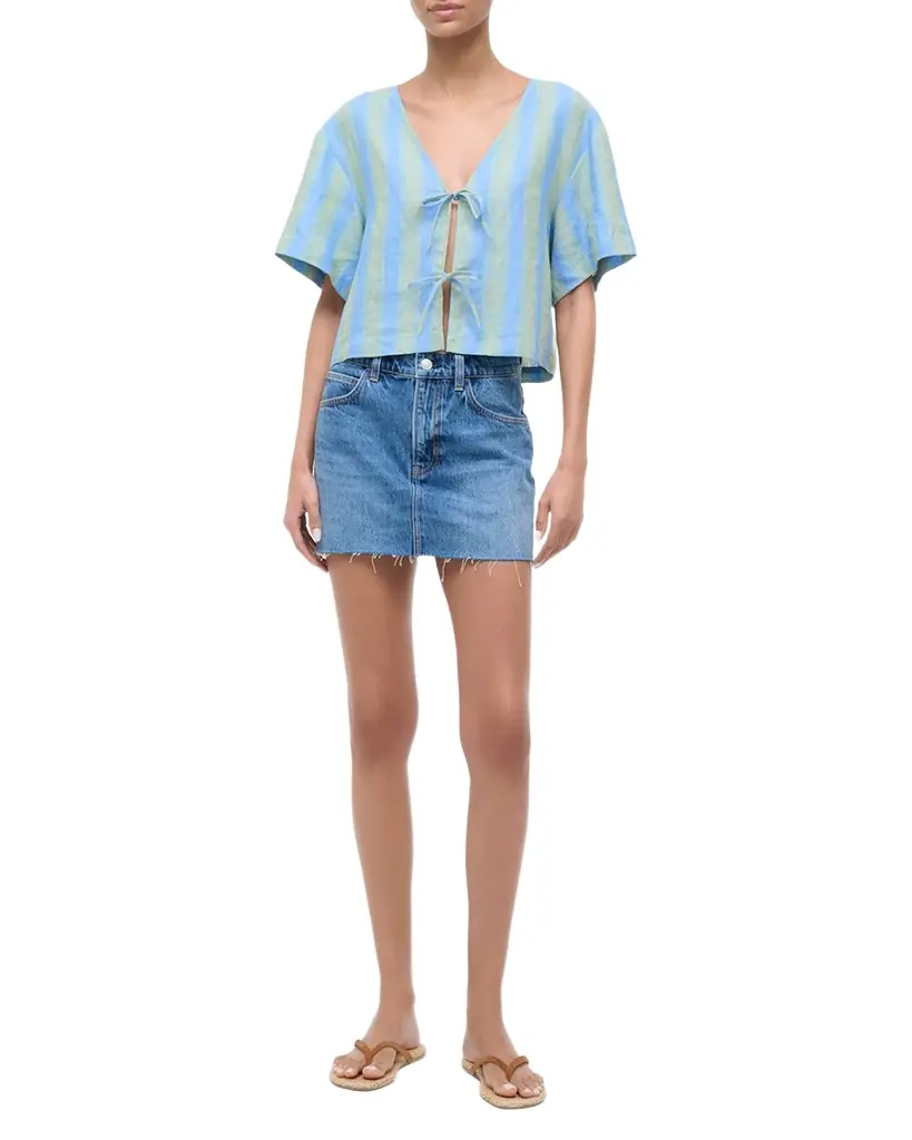 STAUD Ava Striped Linen Top | Image 1 STAUD Ava Striped Linen Top | Image 1