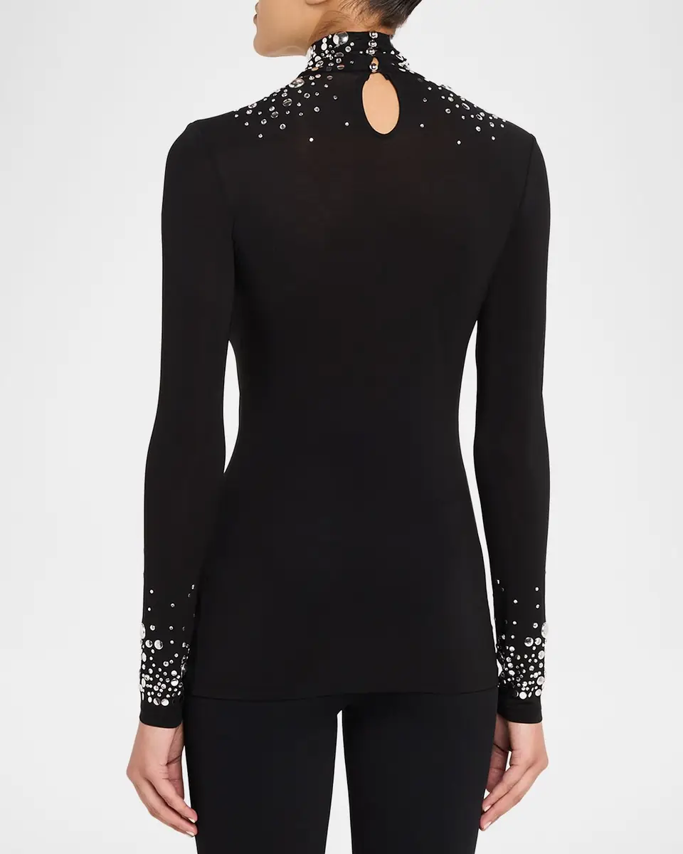 Rabanne Degrade Studded Turtleneck Long-Sleeve Top | Thumbnail 2