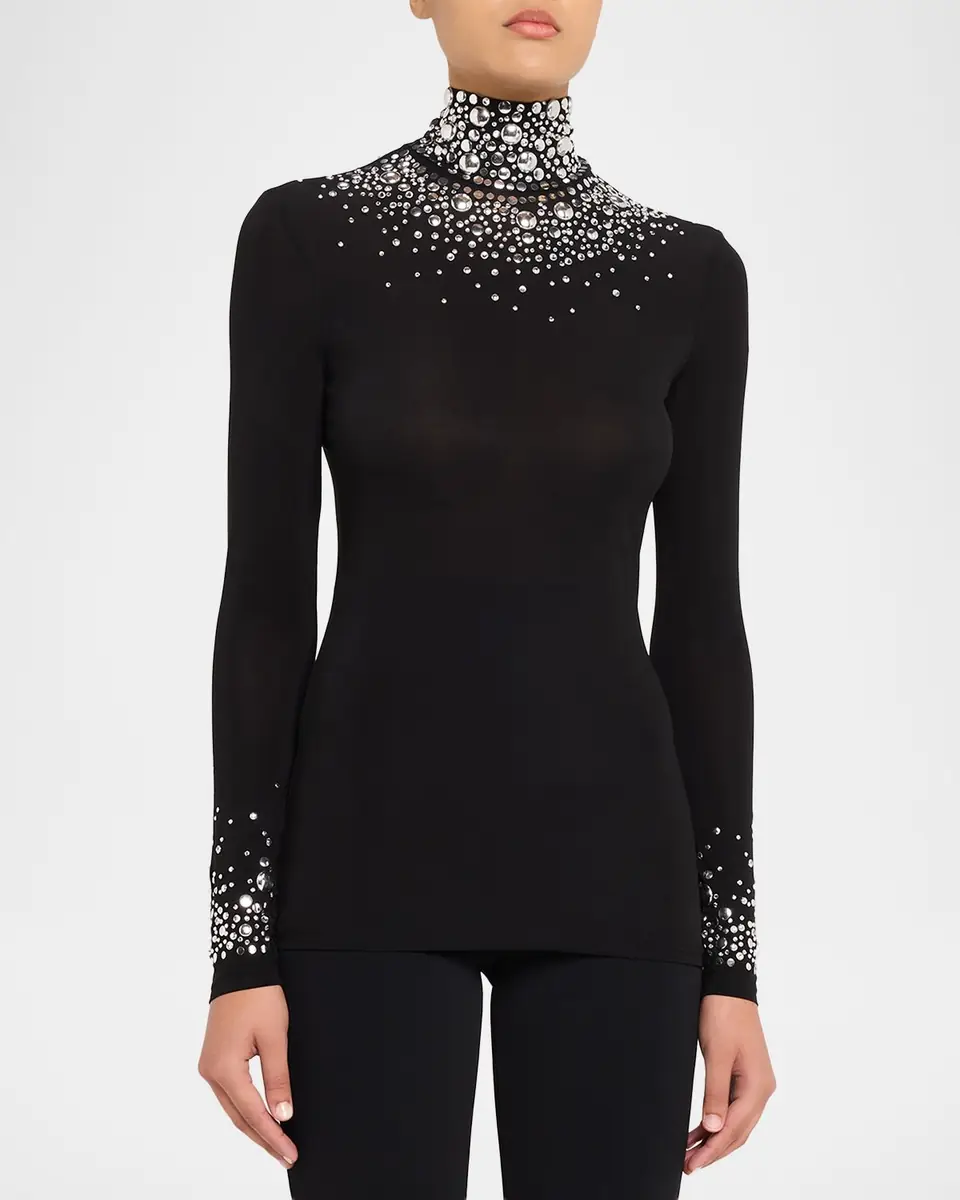 Rabanne Degrade Studded Turtleneck Long-Sleeve Top | Thumbnail 3