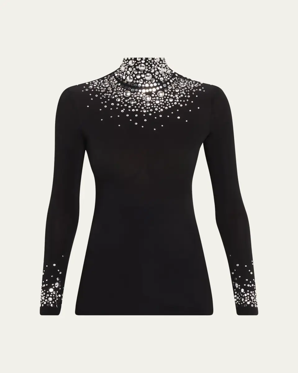 Rabanne Degrade Studded Turtleneck Long-Sleeve Top | Thumbnail 5