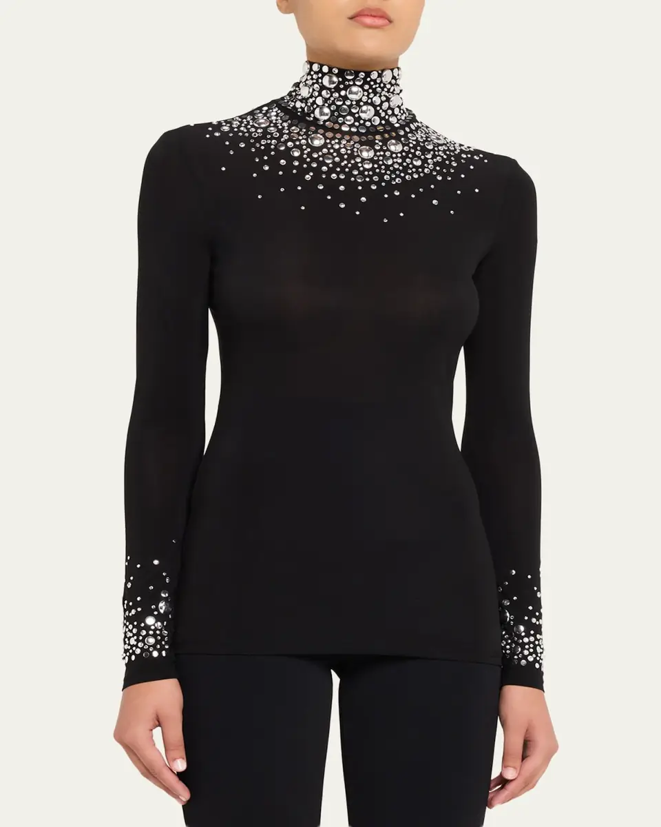 Rabanne Degrade Studded Turtleneck Long-Sleeve Top | Thumbnail 8