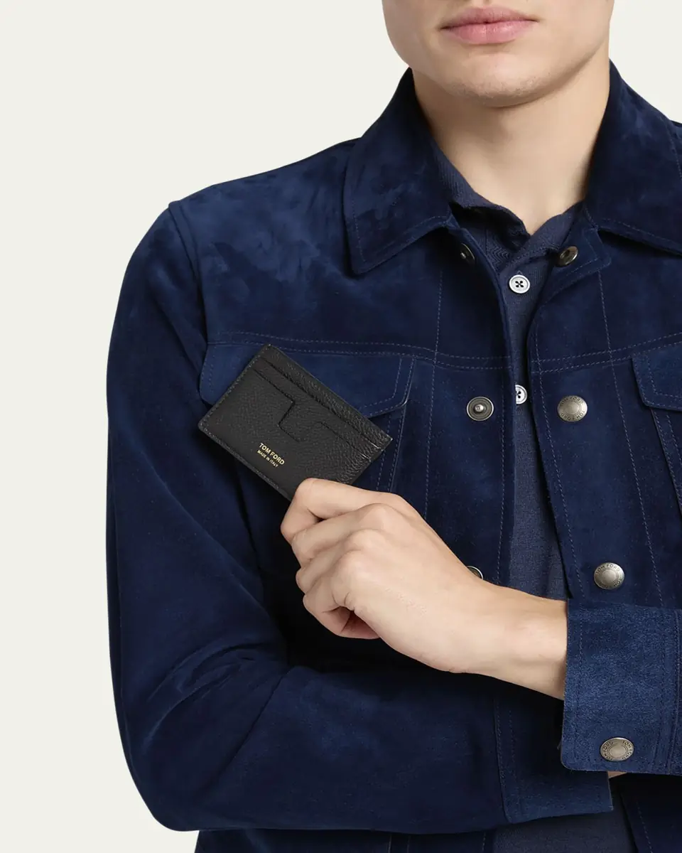 TOM FORD Men's T-Line Grained Leather Card Holder | Thumbnail 2 TOM FORD Men's T-Line Grained Leather Card Holder | Thumbnail 2